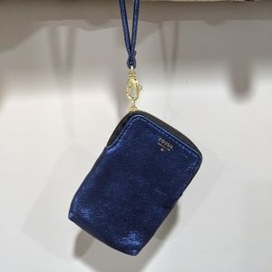 Fossil Metallic Blue Wristlet